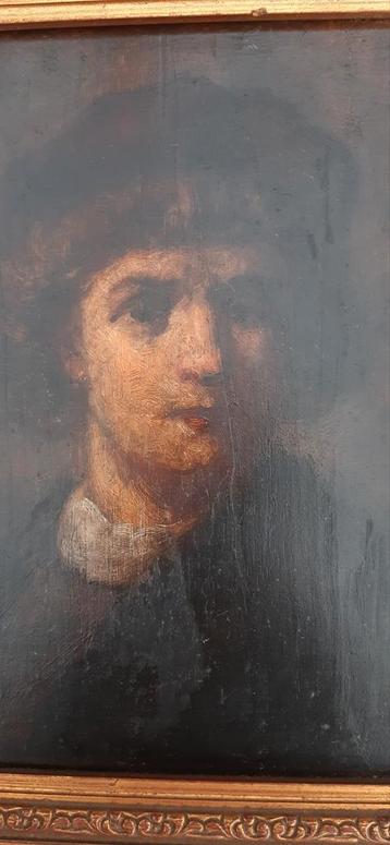 Oud antiek portret schilderij olieverf op paneel beschikbaar voor biedingen