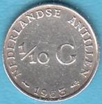 Nederlandse Antillen 1/10 gulden 1963 Juliana zilver, Koningin Juliana, Zilver, Ophalen of Verzenden, 10 cent