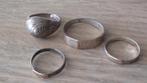 4 antiek zilveren ringen waarvan 3 met gouden plaatje, Ophalen of Verzenden, Zilver