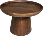 HSM Collection-Ronde Bijzettafel Drum-60x60x40-Bruin-Mango, Huis en Inrichting, Minder dan 45 cm, Rond, Nieuw, Modern