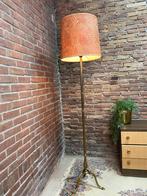 Prachtige Vintage  messing Vloerlamp met Stoffen Kap, Ophalen of Verzenden, Gebruikt, Metaal, 150 tot 200 cm