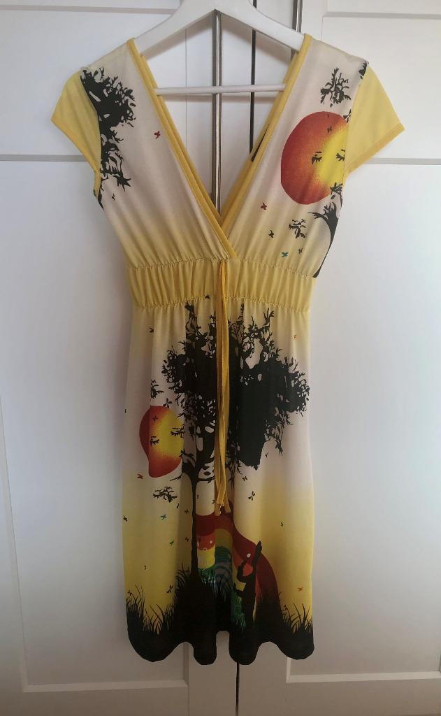 Vrolijke gele jurk van Smashed Lemon, maat S / 36, Kleding | Dames, Jurken, Zo goed als nieuw, Maat 36 (S), Geel, Boven de knie