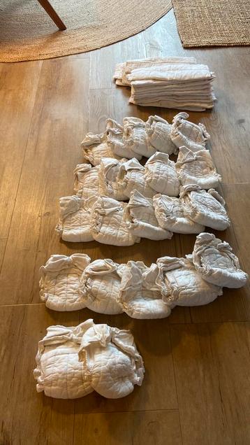 set van 22 stuks katoenen wasbare luiers, incl inleggers beschikbaar voor biedingen