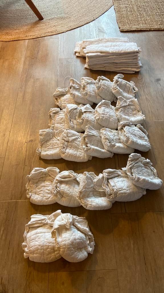 set van 22 stuks katoenen wasbare luiers, incl inleggers, Kinderen en Baby's, Babykleding | Overige, Gebruikt, Jongetje of Meisje