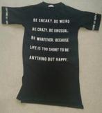 Pull&bear oversized jurk maar s zwart 3 kwart mouw tekst, Verzenden, Zwart, Zo goed als nieuw, Boven de knie