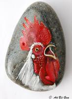 Meneer de Haan laat van zich horen, geschilderd op een steen, Ophalen of Verzenden