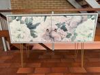 Vintage bloemmotief dressoir 2 kastdelen.360, Huis en Inrichting, Ophalen, 100 tot 150 cm, Japans, Zo goed als nieuw