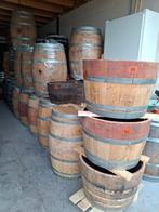 Eiken halve wijnvaten whiskeyvaten bloembakken plantenbak, Ophalen, Rond, Zo goed als nieuw, 60 tot 100 cm