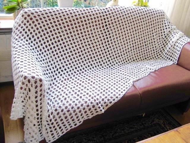 'WIT GEHAAKT KATOENEN KLEED/SREI.EXTRA LANG, Antiek en Kunst, Curiosa en Brocante, Ophalen of Verzenden