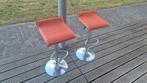 Oranje leren design barkrukken, Huis en Inrichting, Ophalen, Gebruikt, 60 tot 90 cm