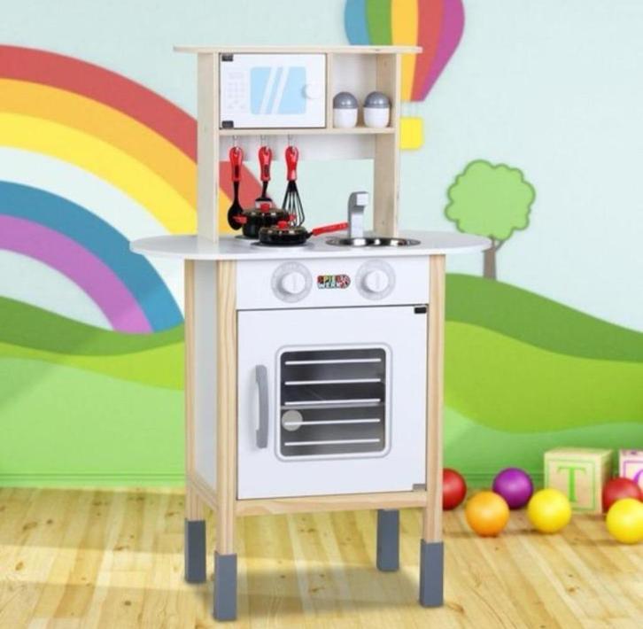 Houten Speelkeuken + 35-delig Accessoireset Wit, Kinderen en Baby's, Speelgoed | Speelkeukens, Nieuw, Speelkeuken, Hout, Ophalen of Verzenden