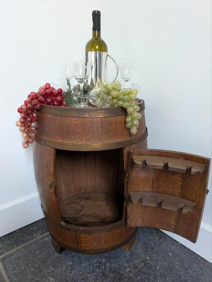 Oud Eiken Wijnvat Minibar - Mancave Must-Have!, Huis en Inrichting, Barren, Ophalen of Verzenden