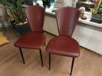 Set van 6 vintage rode eetkamerstoelen, Huis en Inrichting, Stoelen, Ophalen, Gebruikt, Vintage, Rood