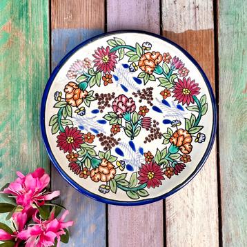 Wandbord bloemen Talavera Mexico wanddecoratie kleurrijk beschikbaar voor biedingen
