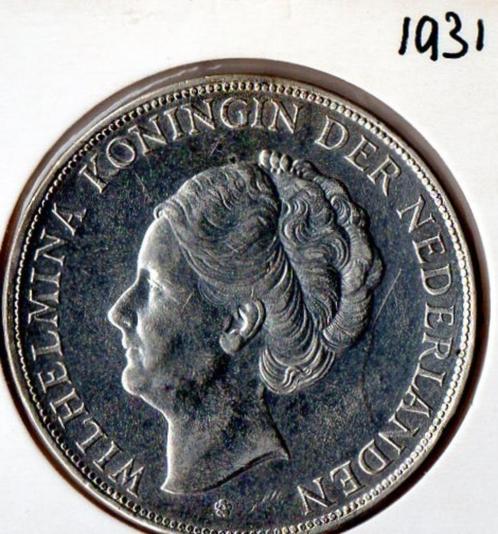 2½ Gulden - Wilhelmina 1931, Postzegels en Munten, Munten | Nederland, Losse munt, 2½ gulden, Koningin Wilhelmina, Zilver, Ophalen of Verzenden