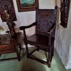 Engelse Wainscot chair, armstoel, 17e eeuw., Ophalen