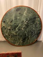 Groene Marmeren tafelblad met houten lijst, Huis en Inrichting, 50 tot 100 cm, Gebruikt, Rechthoekig, Ophalen