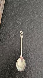 Verzilverd (90)  lepeltje DE met hertje, Antiek en Kunst, Ophalen of Verzenden