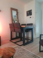 Hoge bar/eettafel  mangohout met barkrukken, Ophalen of Verzenden, Zo goed als nieuw