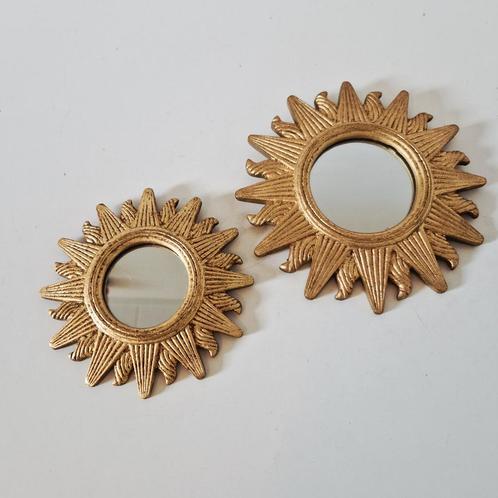 setvan 2 retro zon spiegels zonspiegel retro gouden sunburst, Verzamelen, Retro, Huis en Inrichting, Ophalen of Verzenden