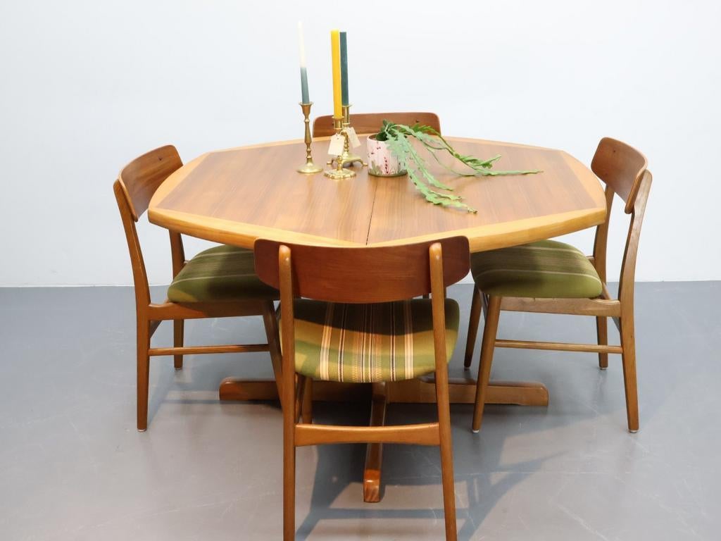 Vintage eettafel | 6 hoekig | Verlengbaar | Duotone, Ophalen, 100 tot 150 cm, ., Zo goed als nieuw
