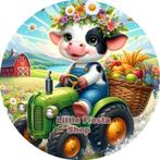 L1236 icing frosting tractor koe 18cm eetbare taart print, Hobby en Vrije tijd, Taarten en Cupcakes maken, Ophalen of Verzenden