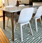 Eettafel donkergebeitst eiken en grijs blad, Huis en Inrichting, Tafels | Eettafels, Ophalen, 200 cm of meer, 50 tot 100 cm, Zo goed als nieuw