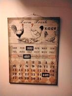 Superleuke metalen kalender Farm Fresh Eggs kippen, Huis en Inrichting, Ophalen of Verzenden, Zo goed als nieuw