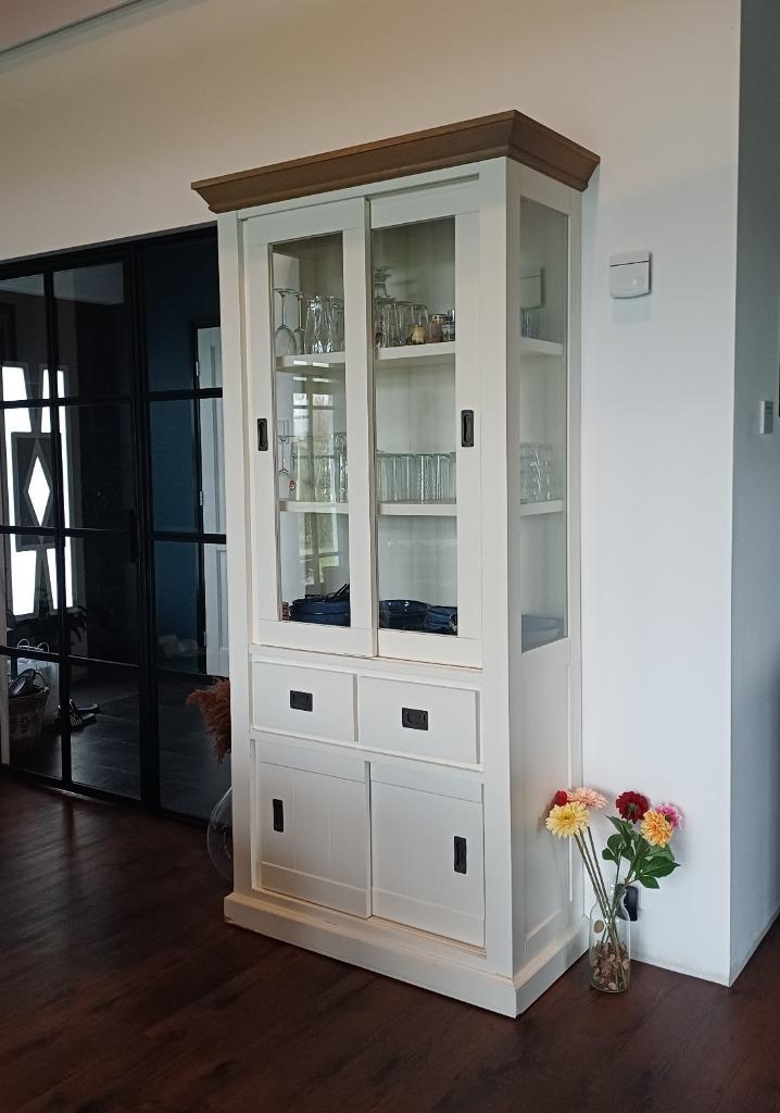 Vitrinekast. 90 x 42 x H211, Huis en Inrichting, Kasten | Vitrinekasten, 200 cm of meer, 50 tot 100 cm, 25 tot 50 cm, Met lade(s)