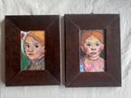 Portret meisje 2 stuks, Antiek en Kunst, Kunst | Schilderijen | Klassiek, Verzenden