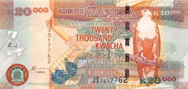 Zambia 20000 Kwacha 2003 Unc pn 47a, Postzegels en Munten, Bankbiljetten | Afrika, Los biljet, Zambia, Ophalen of Verzenden