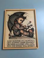 Ingelijste oude Hummel tekening paraplu Duitse tekst, Ophalen of Verzenden
