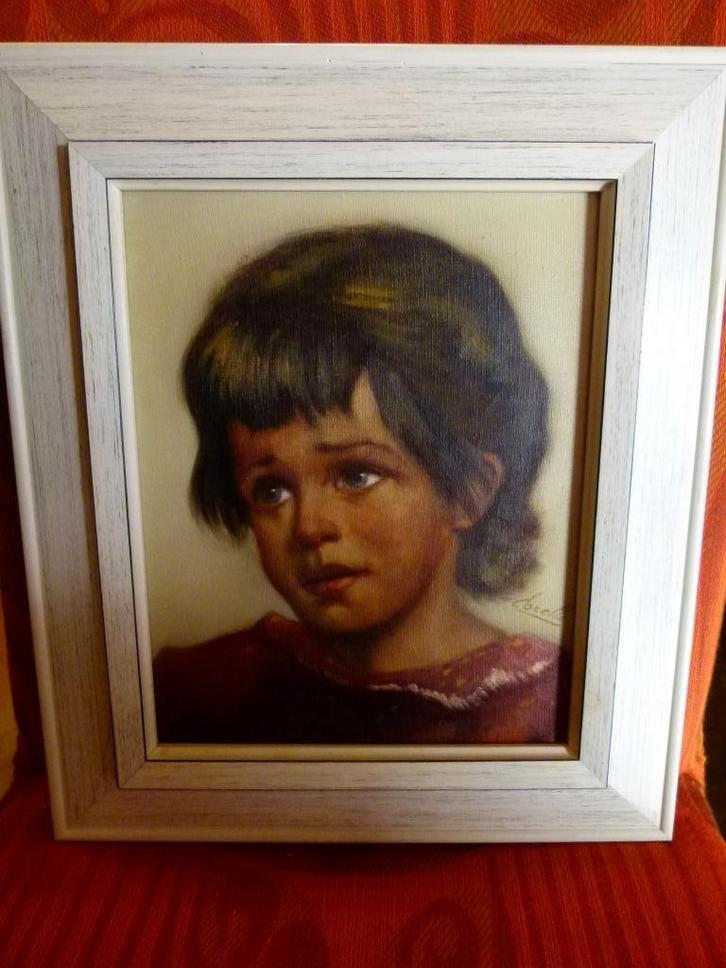 vintage portret kind op canvas Corelli II, Verzamelen, Retro, Huis en Inrichting, Ophalen