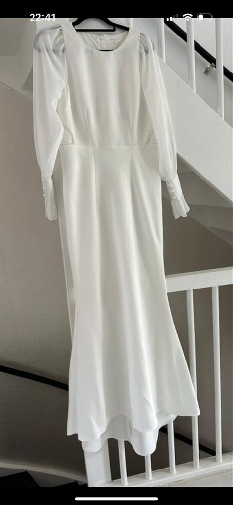 Elegante Avondjurk, Kleding | Dames, Trouwkleding en Trouwaccessoires, Zo goed als nieuw, Wit, Ophalen of Verzenden