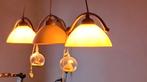 Hanglamp met 3 amberkleurige glazen kapjes, Ophalen, Minder dan 50 cm