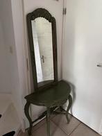 Brocante set: tafeltje plus spiegel, Antiek en Kunst, Antiek | Spiegels, Ophalen, Rechthoekig, Minder dan 50 cm