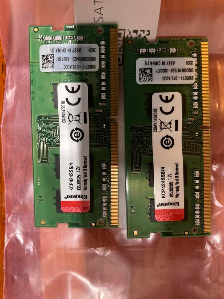 2x 4GB DDR4 SODIMM Laptop Geheugen, Computers en Software, RAM geheugen, Gebruikt, Laptop, 4 GB, DDR4, Ophalen