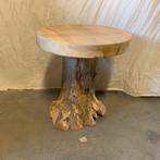 Boomstam bijzettafel - massief teakhout - TTM Wonen, Minder dan 45 cm, Minder dan 55 cm, Rond, Nieuw