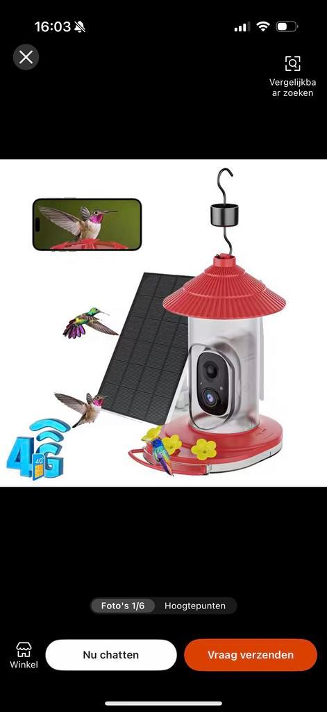 Vogelhuisje met camera - Nieuw in doos!, Tuin en Terras, Vogelhuisjes en Vogelbaden, Nieuw, Ophalen of Verzenden