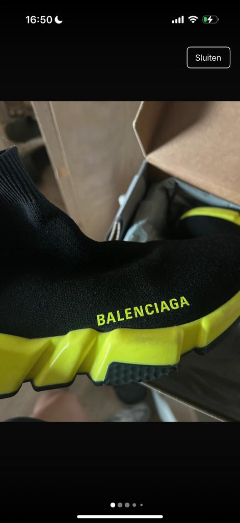 Balenciaga speed runner neon maat 37, Ophalen of Verzenden, Zo goed als nieuw, Zwart, Sneakers of Gympen