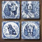Engelse Cockerspaniël Delfts Blauw onderzetters met houder, Ophalen of Verzenden, Nieuw, Glas of Kopje