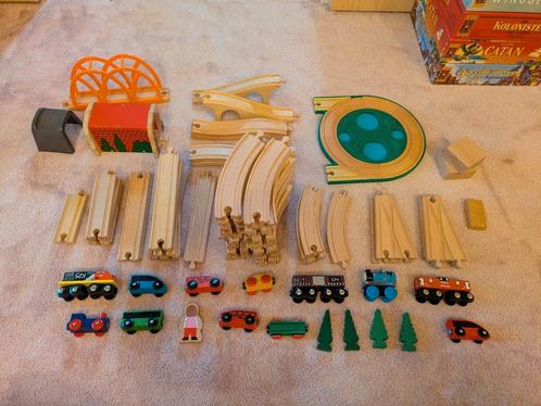 Houten treinset, Kinderen en Baby's, Speelgoed | Houten speelgoed, Gebruikt, Overige typen, Ophalen of Verzenden
