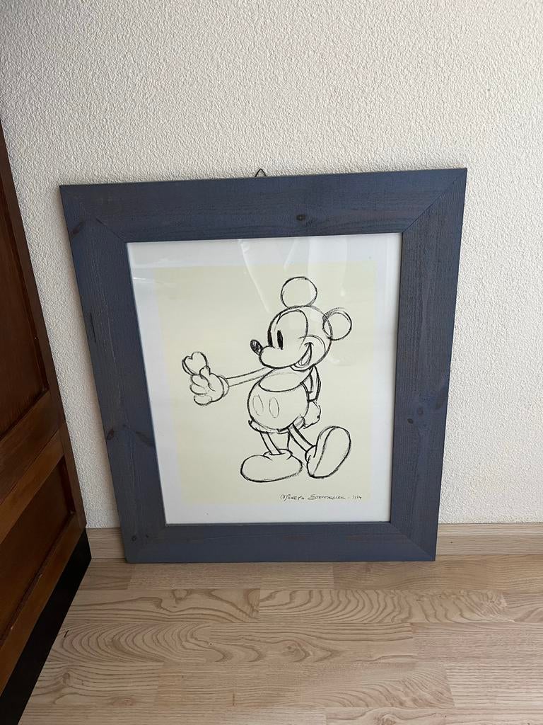 Mickey Mouse Tekening in Lijst, Antiek en Kunst, Ophalen