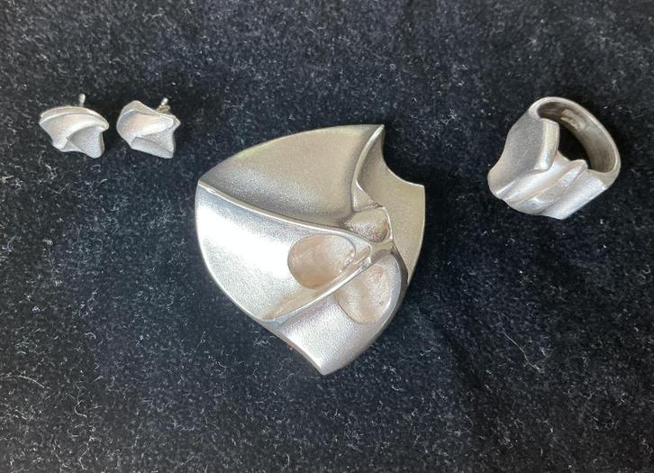 Sieradenset Lapponia Vintage Design, Sieraden, Tassen en Uiterlijk, Antieke sieraden, Broche, Zilver, Verzenden