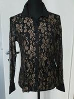 Anne Fontaine zwart / gouden kanten blouse maat 44 (40), Anne Fontaine, Maat 38/40 (M), Zo goed als nieuw, Zwart