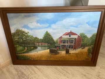 Oud schilderij Hotel Cafè Bellevue van R.J. Kuiper  beschikbaar voor biedingen