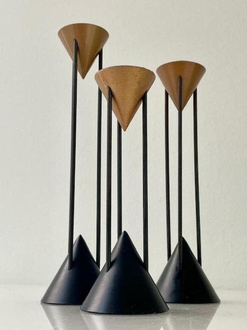Set van 3 Postmoderne Kandelaren door Markus Borgens, Antiek en Kunst, Antiek | Kandelaars, Overige materialen, Ophalen of Verzenden