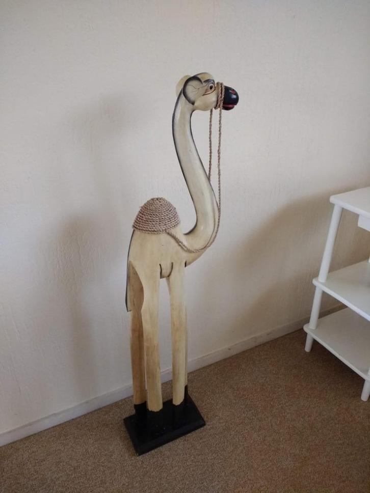 Grote, houten dromedaris handgemaakt 1 meter  hoog, Antiek en Kunst, Kunst | Beelden en Houtsnijwerken, Ophalen of Verzenden