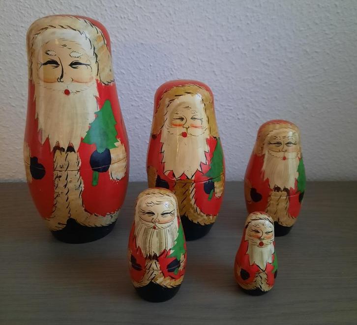5 delige kerstman babuschka / matroesjka's, Diversen, Kerst, Gebruikt, Ophalen of Verzenden