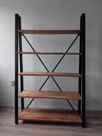 Boekenkast industriëel met mango hout - Zo Goed Als Nieuw, Met plank(en), 100 tot 150 cm, Zo goed als nieuw, 25 tot 50 cm